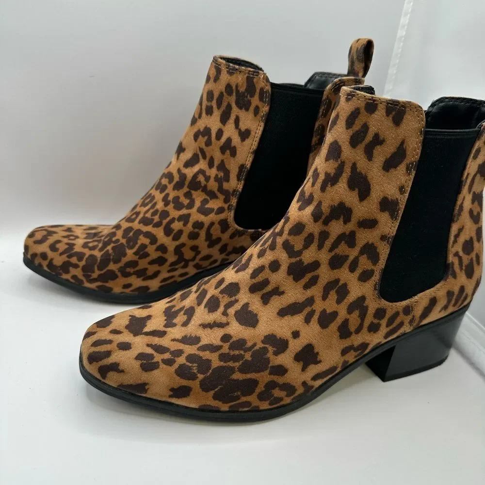 A New Day Leopard Ellie Chelsea Leopard Print Ankle Boots